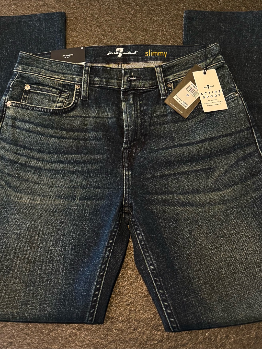 7 For All Mankind Slimmy Slim-Fit Dark Blue Men’s Jeans (Size 32)